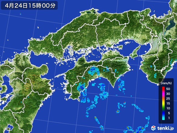 四国地方の雨雲レーダー(2017年04月24日)