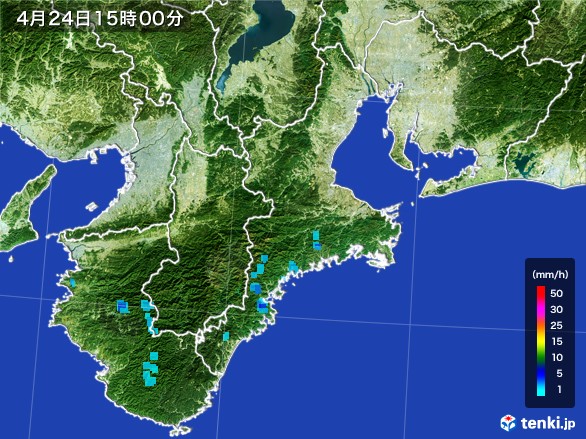 三重県の雨雲レーダー(2017年04月24日)