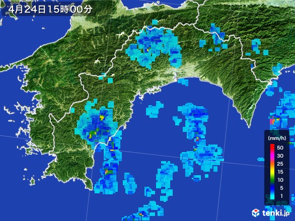 高知県の雨雲レーダー(2017年04月24日)