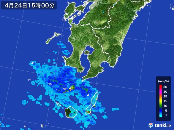 鹿児島県の雨雲レーダー(2017年04月24日)