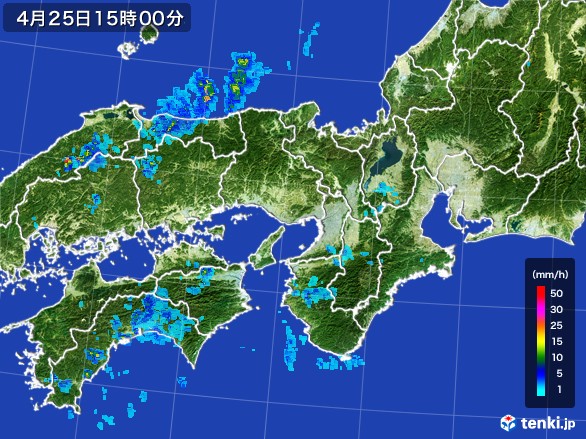 近畿地方の雨雲レーダー(2017年04月25日)