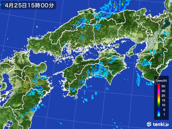 四国地方の雨雲レーダー(2017年04月25日)