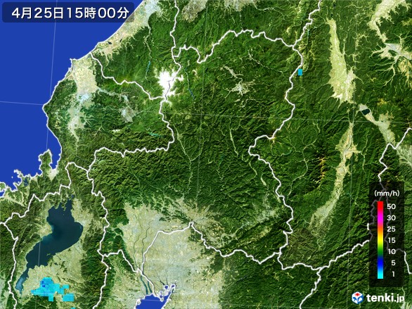 岐阜県の雨雲レーダー(2017年04月25日)