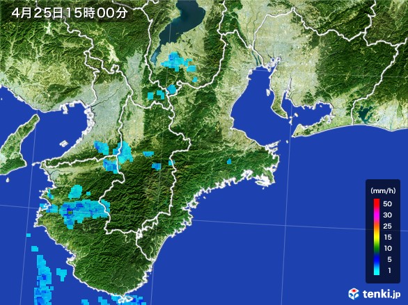 三重県の雨雲レーダー(2017年04月25日)