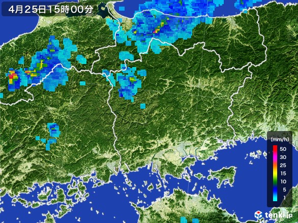 岡山県の雨雲レーダー(2017年04月25日)