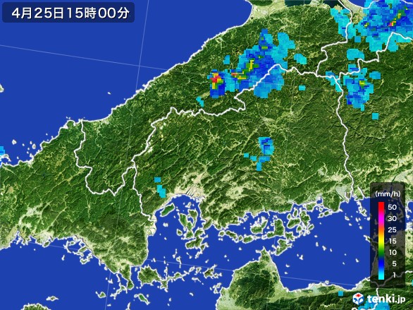 広島県の雨雲レーダー(2017年04月25日)