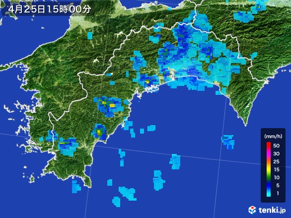 高知県の雨雲レーダー(2017年04月25日)