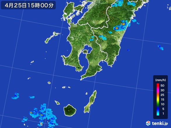 鹿児島県の雨雲レーダー(2017年04月25日)
