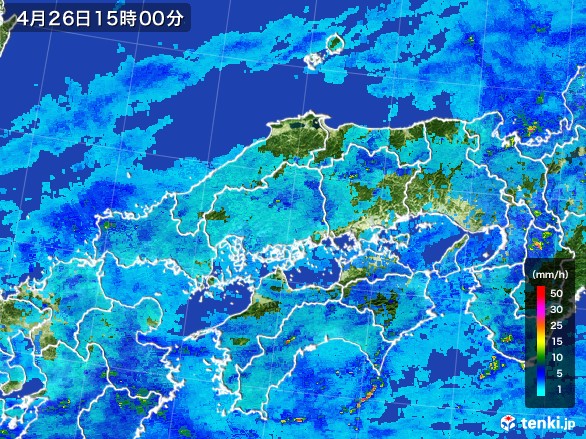 中国地方の雨雲レーダー(2017年04月26日)