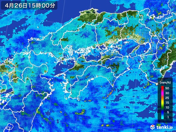 四国地方の雨雲レーダー(2017年04月26日)