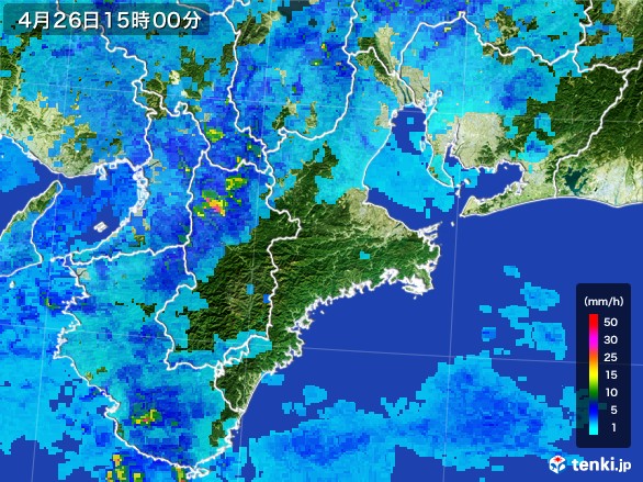 三重県の雨雲レーダー(2017年04月26日)