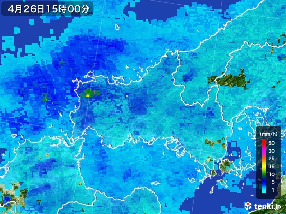 山口県の雨雲レーダー(2017年04月26日)
