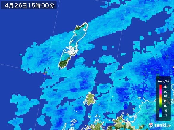 壱岐・対馬(長崎県)の雨雲レーダー(2017年04月26日)