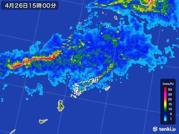 奄美諸島(鹿児島県)の雨雲レーダー(2017年04月26日)