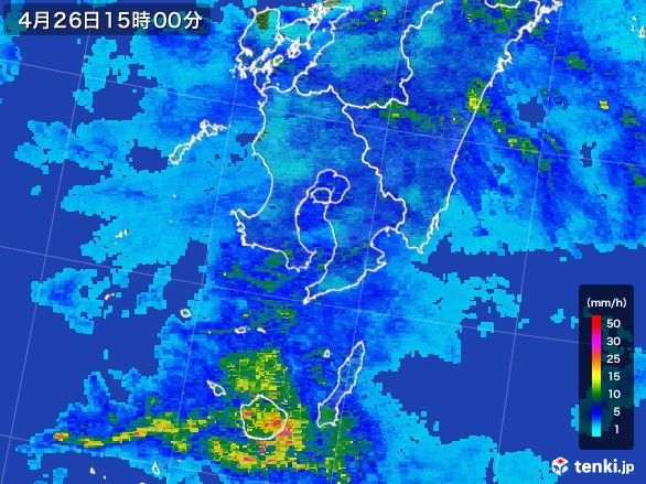 鹿児島県の雨雲レーダー(2017年04月26日)