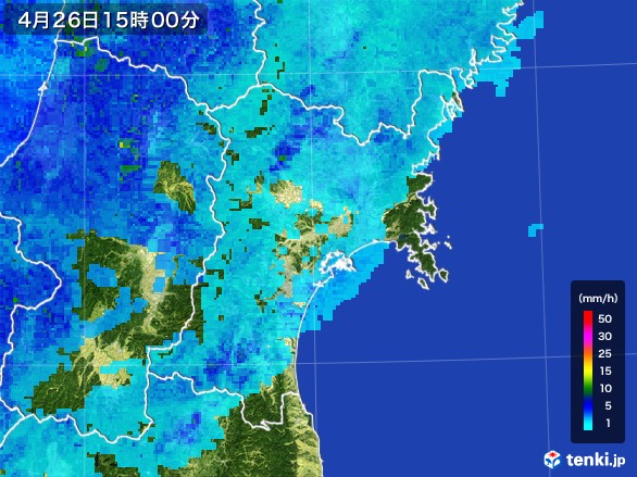 宮城県の雨雲レーダー(2017年04月26日)