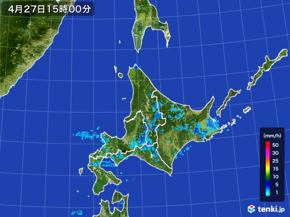 北海道地方の雨雲レーダー(2017年04月27日)
