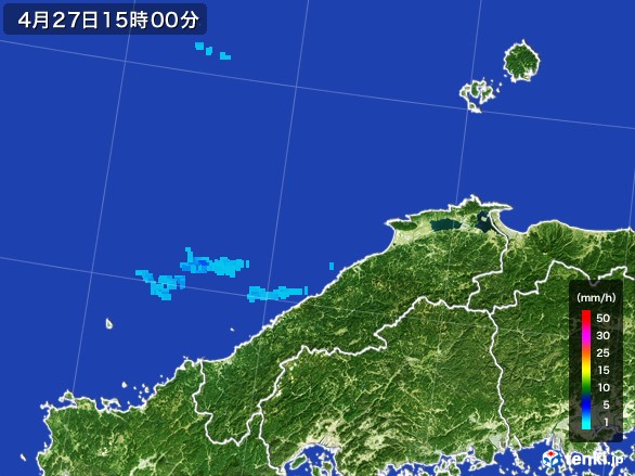 島根県の雨雲レーダー(2017年04月27日)
