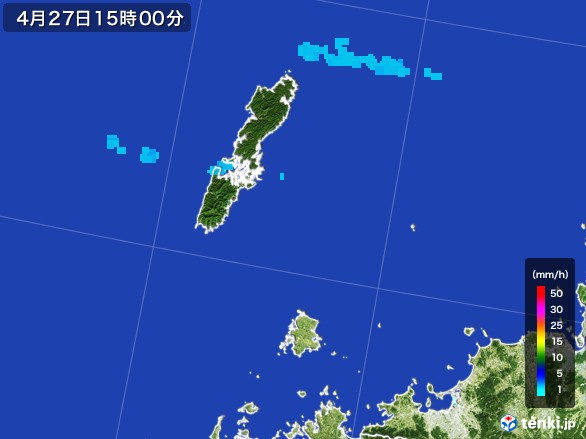 壱岐・対馬(長崎県)の雨雲レーダー(2017年04月27日)