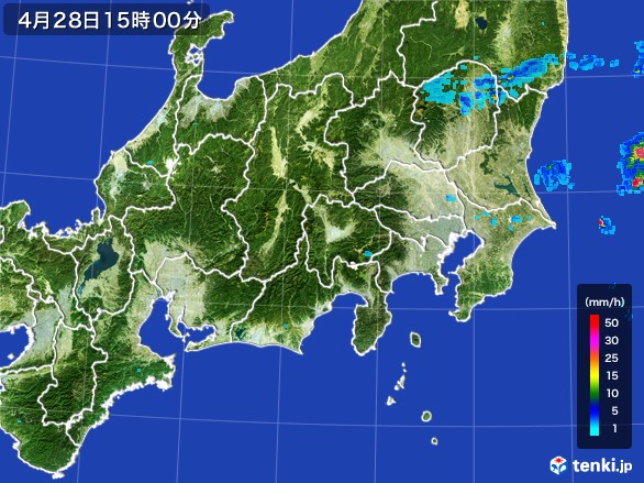 関東・甲信地方の雨雲レーダー(2017年04月28日)