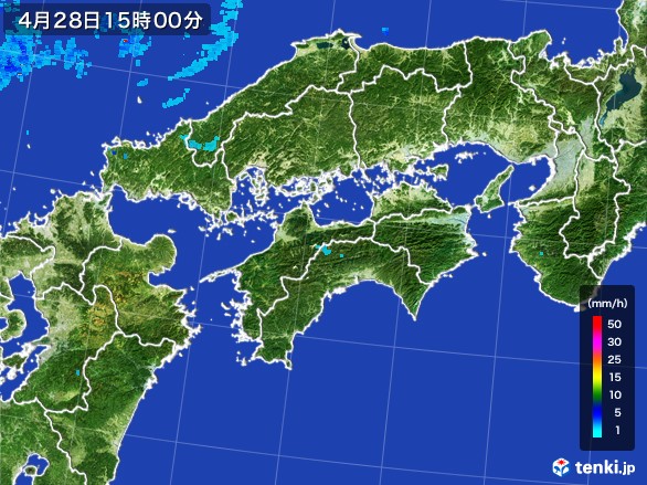 四国地方の雨雲レーダー(2017年04月28日)