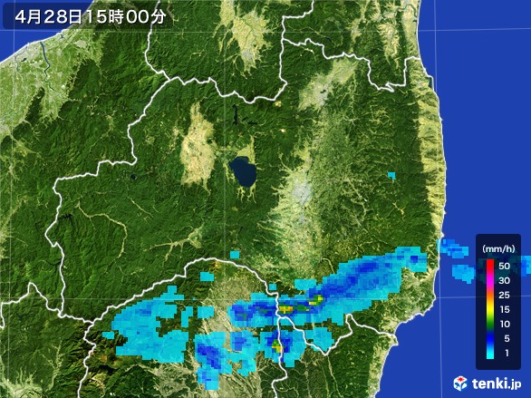 福島県の雨雲レーダー(2017年04月28日)