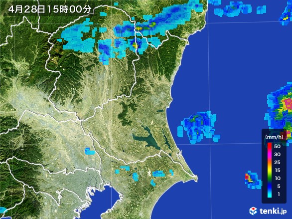 茨城県の雨雲レーダー(2017年04月28日)