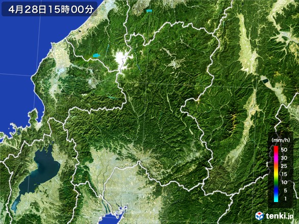 岐阜県の雨雲レーダー(2017年04月28日)