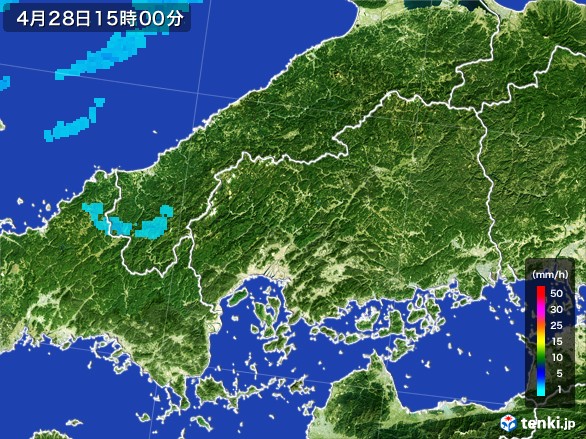 広島県の雨雲レーダー(2017年04月28日)