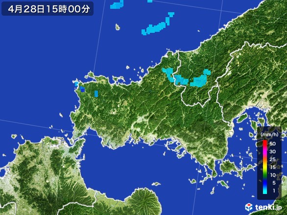 山口県の雨雲レーダー(2017年04月28日)