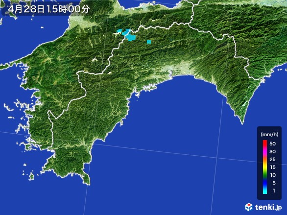高知県の雨雲レーダー(2017年04月28日)