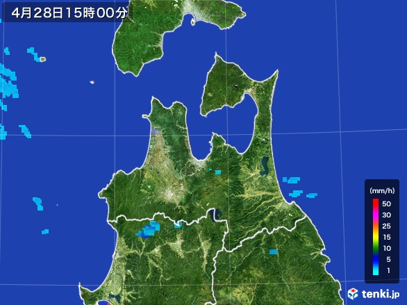 青森県の雨雲レーダー(2017年04月28日)