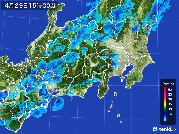 関東・甲信地方の雨雲レーダー(2017年04月29日)