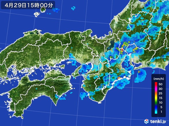 近畿地方の雨雲レーダー(2017年04月29日)