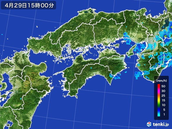 四国地方の雨雲レーダー(2017年04月29日)