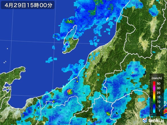 新潟県の雨雲レーダー(2017年04月29日)