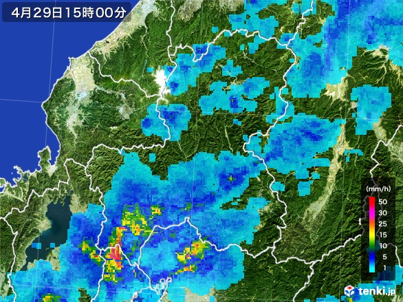 岐阜県の雨雲レーダー(2017年04月29日)
