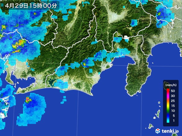 静岡県の雨雲レーダー(2017年04月29日)