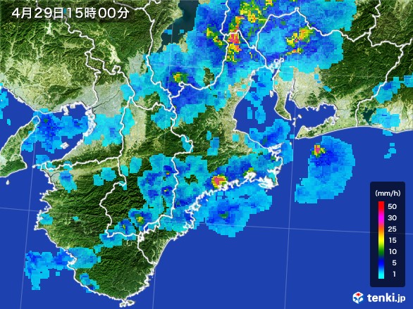三重県の雨雲レーダー(2017年04月29日)