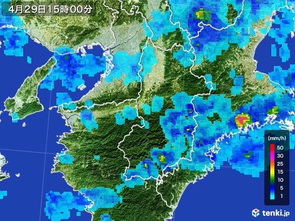 奈良県の雨雲レーダー(2017年04月29日)