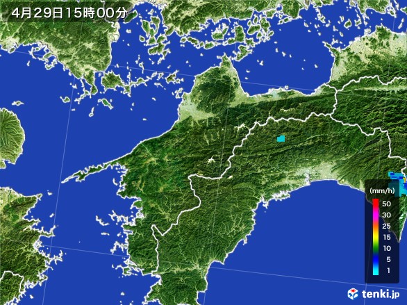 愛媛県の雨雲レーダー(2017年04月29日)