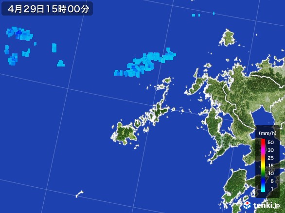 五島列島(長崎県)の雨雲レーダー(2017年04月29日)