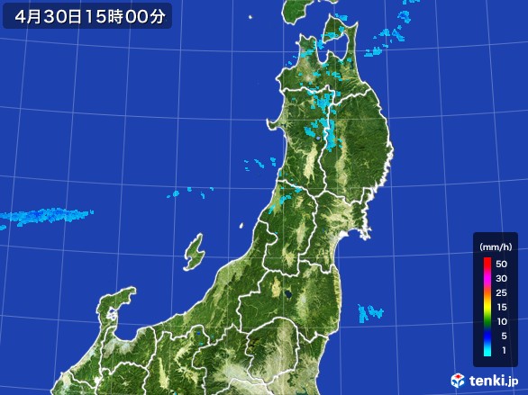 東北地方の雨雲レーダー(2017年04月30日)