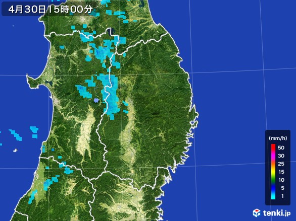 岩手県の雨雲レーダー(2017年04月30日)