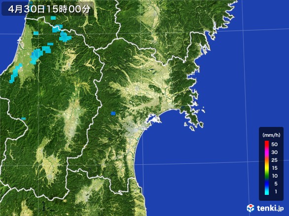 宮城県の雨雲レーダー(2017年04月30日)
