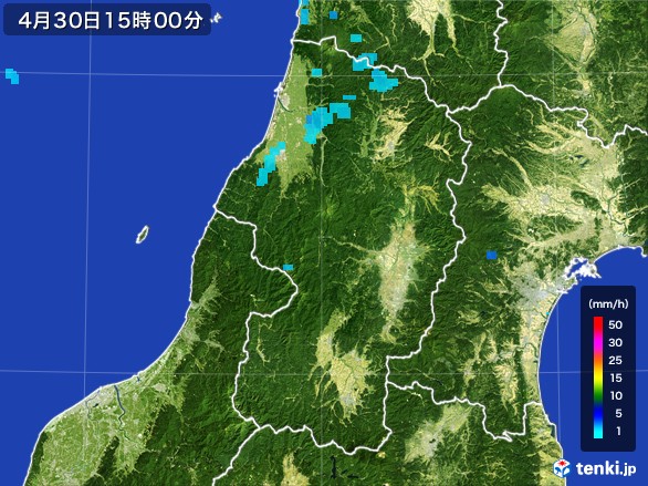 山形県の雨雲レーダー(2017年04月30日)