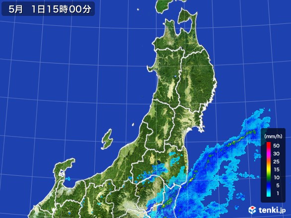 東北地方の雨雲レーダー(2017年05月01日)