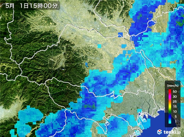 埼玉県の雨雲レーダー(2017年05月01日)