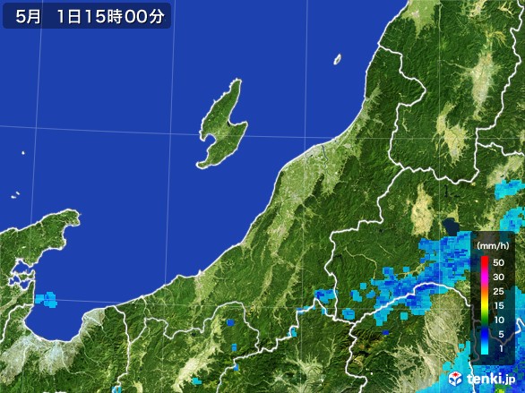 新潟県の雨雲レーダー(2017年05月01日)