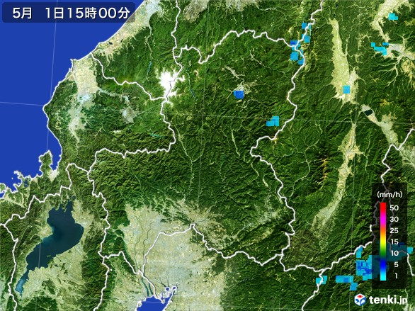 岐阜県の雨雲レーダー(2017年05月01日)